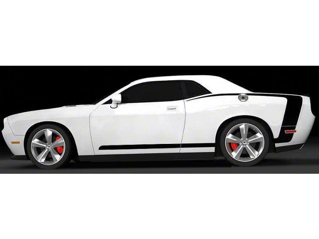 Side Accent C-Stripes; Gloss Black (15-18 Challenger)