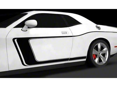 Side Accent C-Stripes; Matte Black (08-10 Challenger)