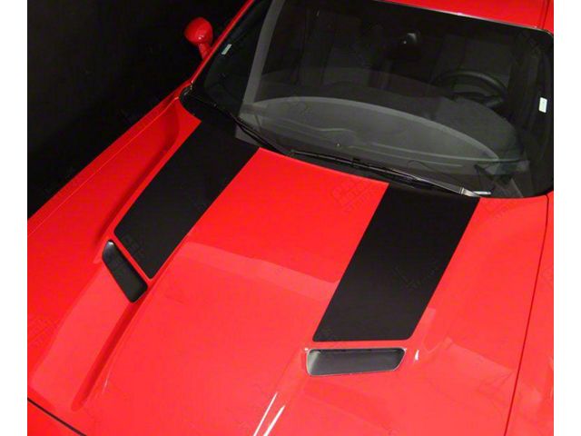 Side Panel Hood Accent Stripes; Gloss Black (15-18 Challenger)