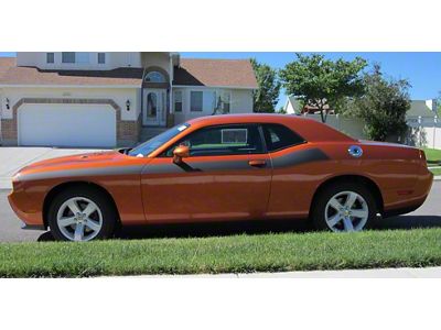 Side Stripes with Pinstripes; Matte Black (11-14 Challenger)