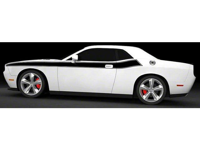 Side Stripes T/A Style Decals; Gloss Black (19-23 Challenger)