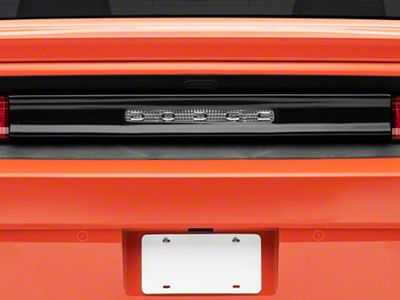 Rear Center Section Tail Light Cover with Opening for Dodge Logo; Smoked (08-14 Challenger)