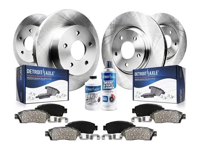 Solid Brake Rotor, Pad, Brake Fluid and Cleaner Kit; Front and Rear (09-20 RWD Challenger SE & SXT w/ Single Piston Front Calipers & Solid Rear Rotors)