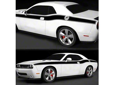 Solid CUDA Style Side Stripes; Gloss Black (08-10 Challenger)
