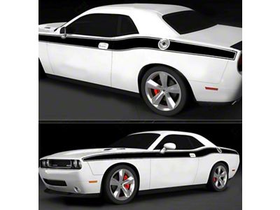 Solid CUDA Style Side Stripes; Gloss Black (19-23 Challenger)