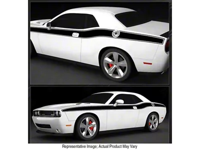 Solid CUDA Style Side Stripes; Gloss Red (15-18 Challenger)