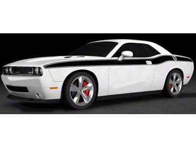 Solid CUDA Style Side Stripes; Matte Black (15-18 Challenger)