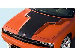 Solid Hood and Header Stripes; Matte Black (08-14 Challenger SRT8)