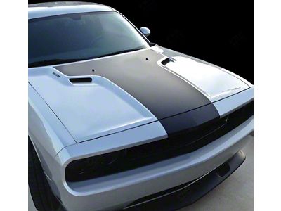 Solid Style T-Hood Stripes; Matte Black (08-10 Challenger)