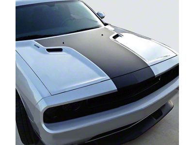 Solid Style T-Hood Stripes; Matte Black (15-18 Challenger)