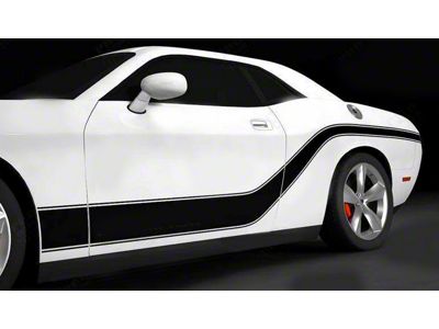 Sport Accent Side Stripes; Gloss Black (15-18 Challenger)