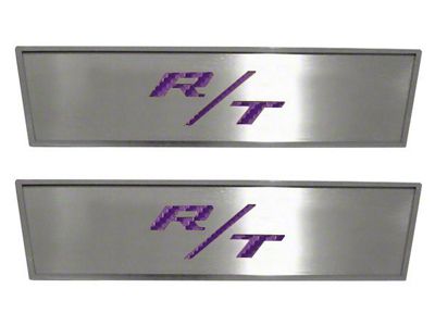 Stainless Door Badge Plate with R/T Logo; Purple Carbon Fiber (08-14 Challenger)