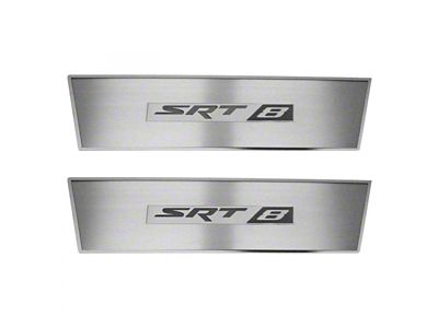 Stainless Door Badge Plate with SRT8 Logo; Brushed Black (08-14 Challenger)