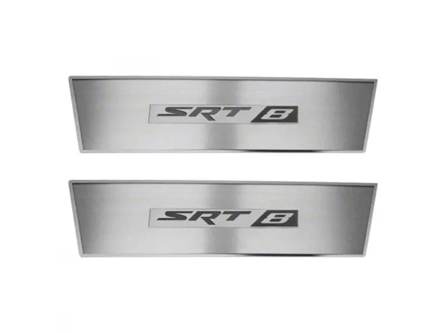 Stainless Door Badge Plate with SRT8 Logo; Brushed Black (08-14 Challenger)