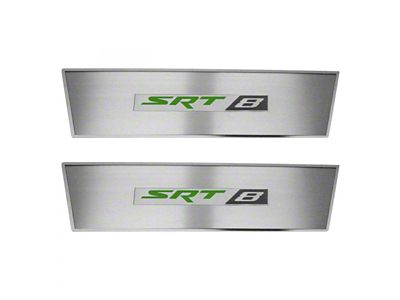 Stainless Door Badge Plate with SRT8 Logo; Green Carbon Fiber (08-14 Challenger)