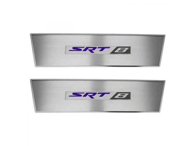 Stainless Door Badge Plate with SRT8 Logo; Plum Crazy (08-14 Challenger)