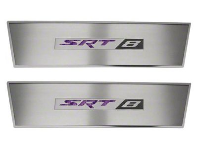 Stainless Door Badge Plate with SRT8 Logo; Purple Carbon Fiber (08-14 Challenger)