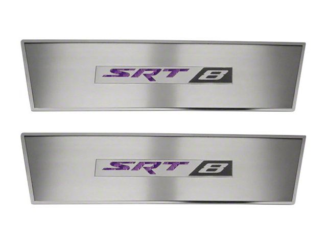 Stainless Door Badge Plate with SRT8 Logo; Purple Carbon Fiber (08-14 Challenger)