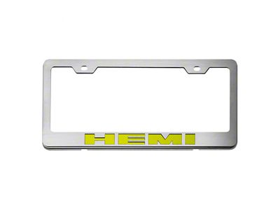 Stainless Steel HEMI License Plate Frame; Solid Synergy Green (Universal; Some Adaptation May Be Required)