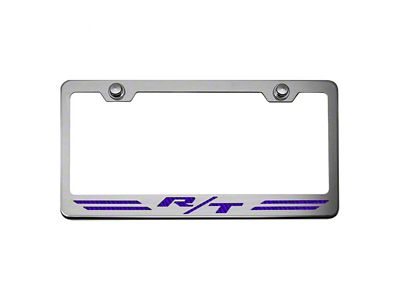 Stainless Steel R/T Dodge License Plate Frame; Purple Carbon Fiber (Universal; Some Adaptation May Be Required)