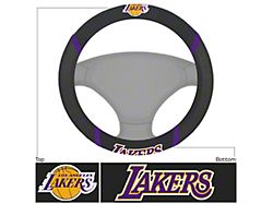 Steering Wheel Cover with Los Angeles Lakers Logo; Black (Universal; Some Adaptation May Be Required)