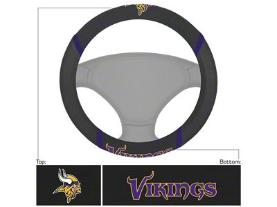 Steering Wheel Cover with Minnesota Vikings Logo; Black (Universal; Some Adaptation May Be Required)