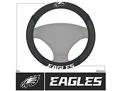 Steering Wheel Cover with Philadelphia Eagles Logo; Black (Universal; Some Adaptation May Be Required)