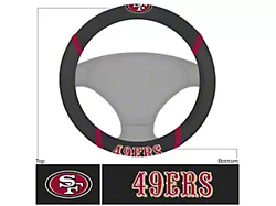 Steering Wheel Cover with San Francisco 49ers Logo; Black (Universal; Some Adaptation May Be Required)