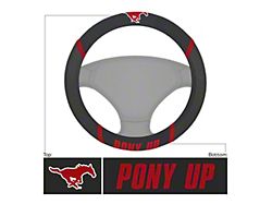 Steering Wheel Cover with Southern Methodist University Mustang and Pony Up Logo; Black (Universal; Some Adaptation May Be Required)