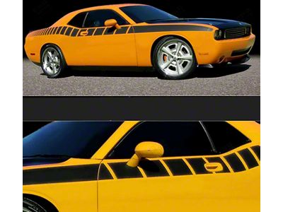 Strobe Cuda Racing Side Stripes; Gloss Black (08-10 Challenger)