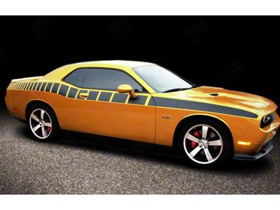 Strobe Cuda Racing Side Stripes; Gloss Black (15-18 Challenger)