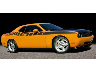 Strobe Cuda Racing Side Stripes; Gloss Black (19-23 Challenger)