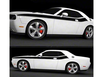 T/A Style Side Stripes; Matte Black (19-23 Challenger)