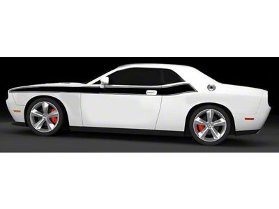 T/A Style Side Stripes Decals; Matte Black (15-18 Challenger)