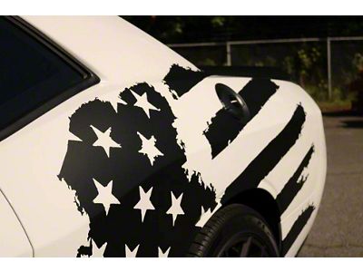 Tattered American Flag Body Graphic; Driver Side; Matte White (08-23 Challenger)