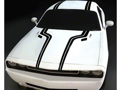 Top Accent Double Stripes; Gloss Black (08-10 Challenger)