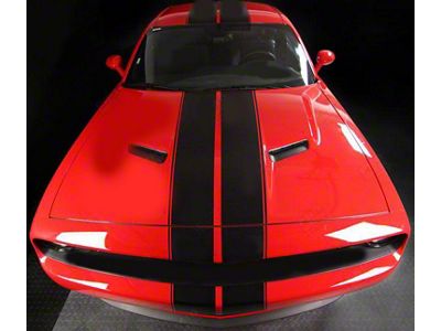 Top Double Stripes Pinstriping; Gloss Black (15-18 Challenger)