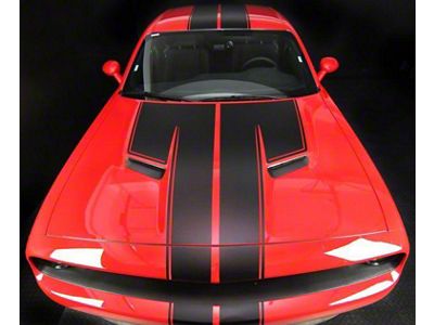 Top Double Stripes Pinstriping; Gloss Black (15-18 Challenger)