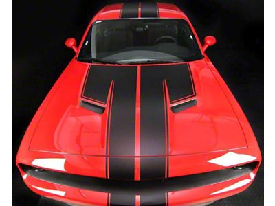 Top Double Stripes Pinstriping; Gloss Black (19-23 Challenger)