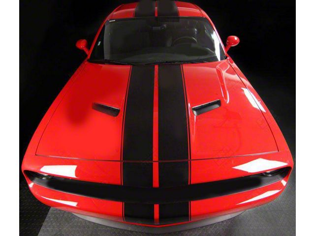Top Double Stripes Pinstriping; Matte Black (15-18 Challenger)
