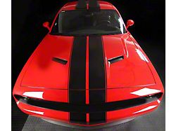 Top Double Stripes Pinstriping; Matte Black (15-18 Challenger)