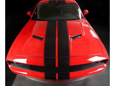 Top Double Stripes Pinstriping; Matte Black (19-23 Challenger)