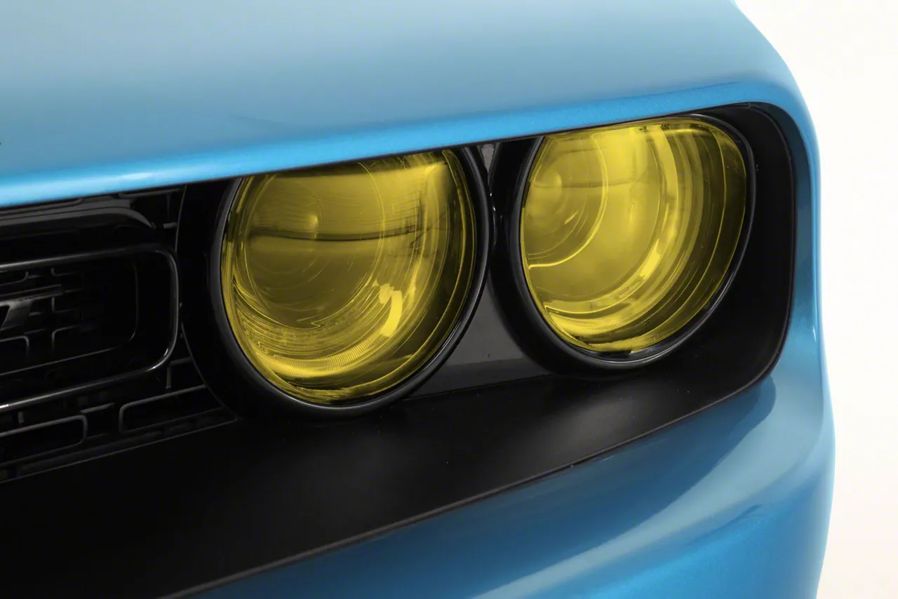 Yellow Car Front Fog Lamp / Headlight Ring Trim Cover For Dodge Challenger  15+ Interior Accessories