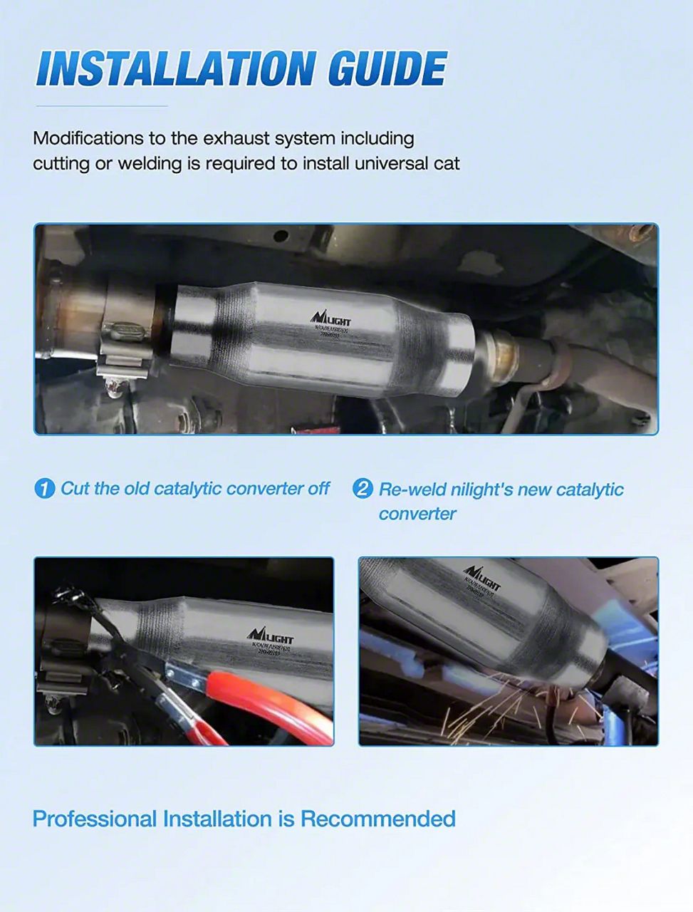 thumbnail image 2 of Geartronics 2.5" Universal Weld-On Catalytic Converter - Stainless Steel With Lifetime Warranty 2 of 6