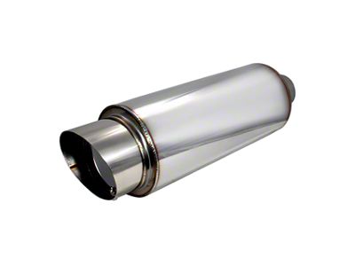 Universal Muffler with Fireball Style Tip; 2.50-Inch Inlet/4-Inch Outlet (Universal; Some Adaptation May Be Required)