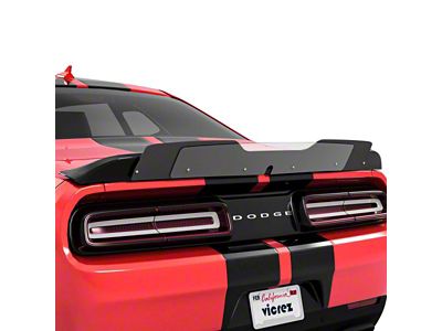 V1R Wicker Bill Rear Spoiler Add-On; Dry Carbon Fiber Vinyl (15-23 Challenger, Excluding Widebody)