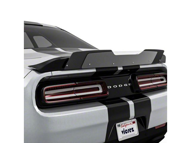 V1R Wicker Bill Rear Spoiler Add-On; Dry Carbon Fiber Vinyl (08-14 Challenger)