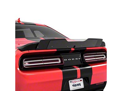 V1R Wicker Bill Rear Spoiler Add-On; Gloss Carbon Fiber Vinyl (15-23 Challenger, Excluding Widebody)