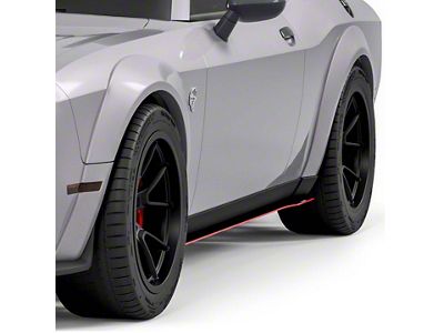 V2R Side Skirt Splitters; Forged Carbon Fiber Vinyl (18-23 Challenger Widebody)