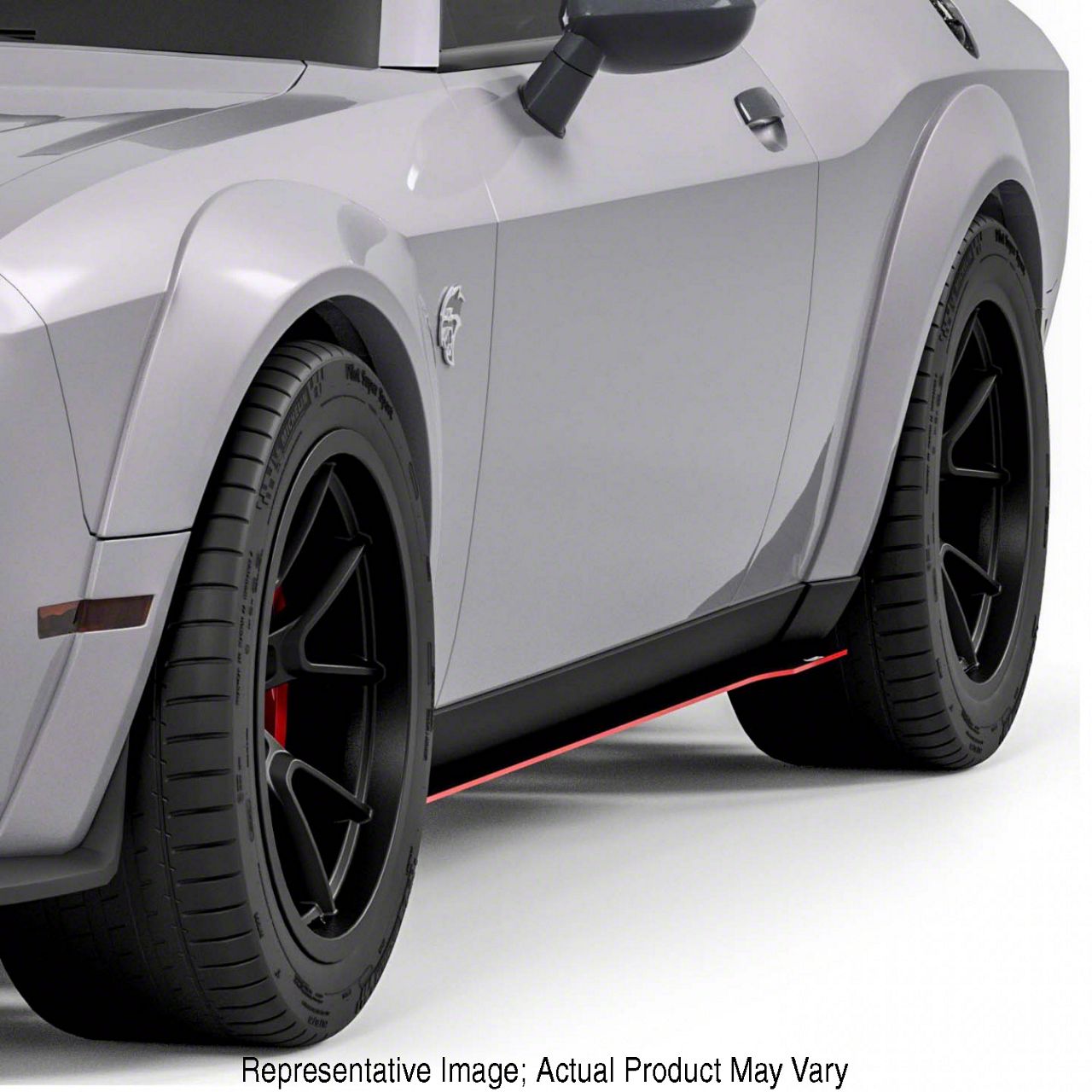 Challenger V2R Side Skirt Splitters; Satin Black Vinyl (1823